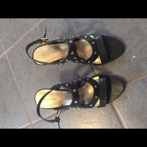 Tahari sandals. Black with gold studs. Size 7.5